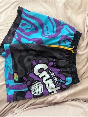 Carlisle Teal, Purple & Black Graphic Athletic Shorts